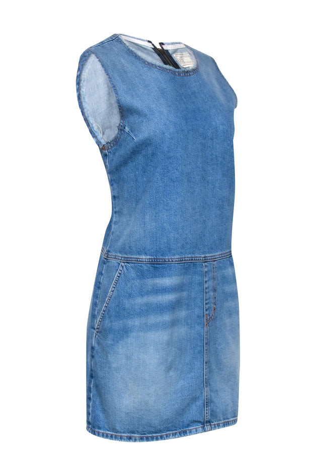 Current Boutique-Current/Elliot - Blue Denim Sleeveless Shift Dress Sz 10