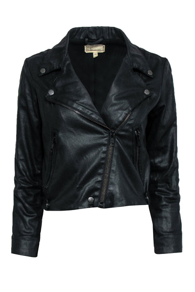Current Boutique-Current/Elliott - Black Faux Leather Moto-Style Jacket Sz 0