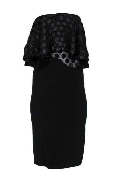 Current Boutique-Cushnie et Ochs - Black Strapless Dress w/ Polka Dot Flounce Top Sz 0