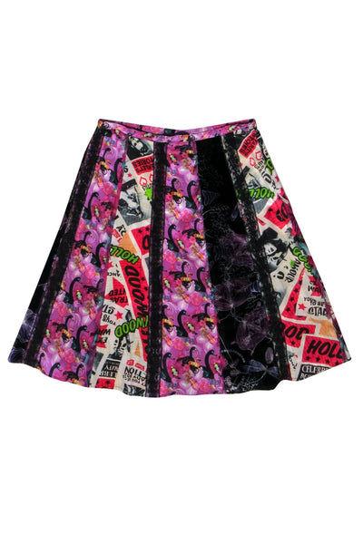 Current Boutique-Custo Barcelona - Multi Print Silk Midi Skirt w/ Lace Trim Sz XS