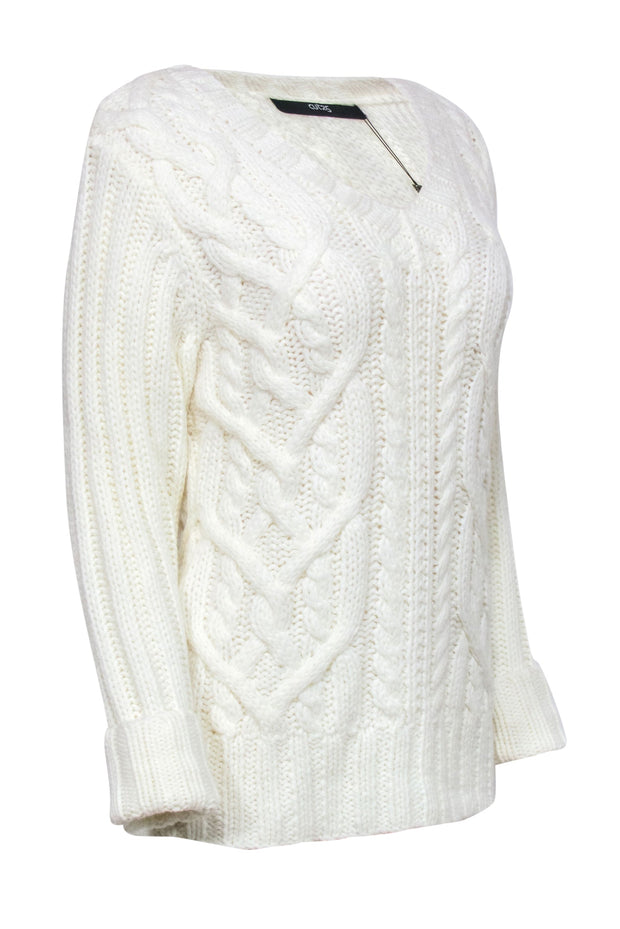 Current Boutique-Cut25 by Yigal Azrouel - Cream Chunky Knit Sweater Sz S