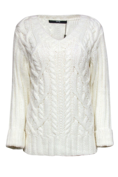 Current Boutique-Cut25 by Yigal Azrouel - Cream Chunky Knit Sweater Sz S