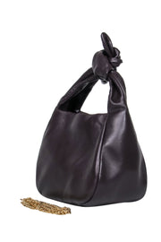 Current Boutique-Cuyana - Burgundy Italian Leather Mini Bow Crossbody Bag w/ Gold-Toned Chain Strap