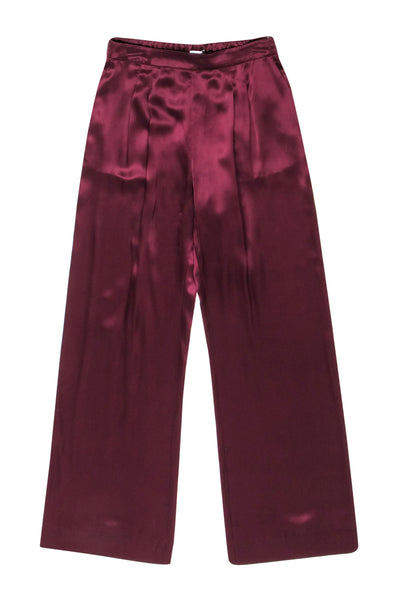 Current Boutique-Cuyana - Wine Wide Leg Silk Trousers Sz M