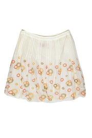 Current Boutique-Cynthia Cynthia Steffe - White Bubble Skirt w/ Multicolored Embroidery Sz 6