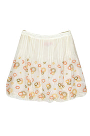 Current Boutique-Cynthia Cynthia Steffe - White Bubble Skirt w/ Multicolored Embroidery Sz 6