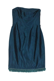 Current Boutique-Cynthia Rowley - Metallic Teal Blue Strapless Dress Sz 2