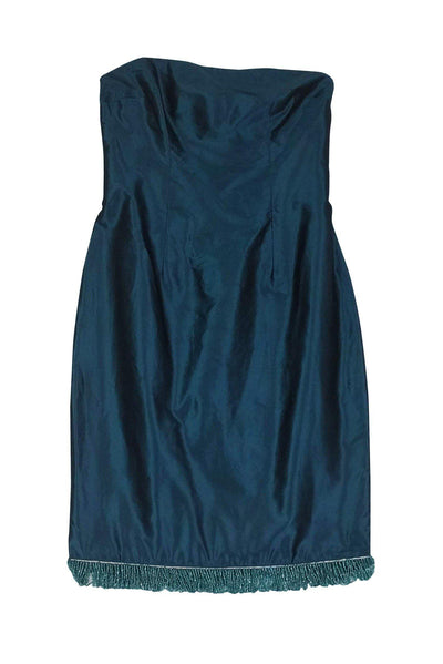 Current Boutique-Cynthia Rowley - Metallic Teal Blue Strapless Dress Sz 2