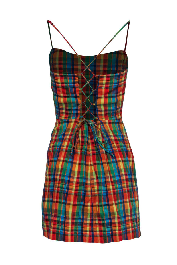 Current Boutique-Cynthia Rowley - Multicolored Plaid Sleeveless Mini Dress Sz 8