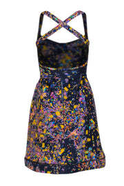 Current Boutique-Cynthia Rowley - Navy Confetti Print Bustier A-Line Dress Sz 0