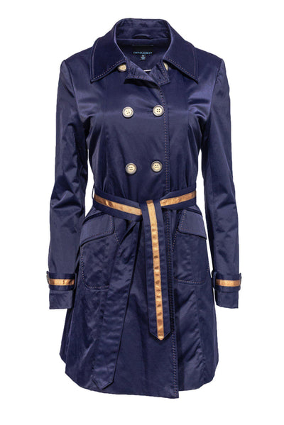 Current Boutique-Cynthia Rowley - Navy Shiny Trench Coat Sz M