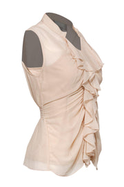Current Boutique-Cynthia Rowley - Nude Sheer Ruched Tank w/ Ruffles Sz S
