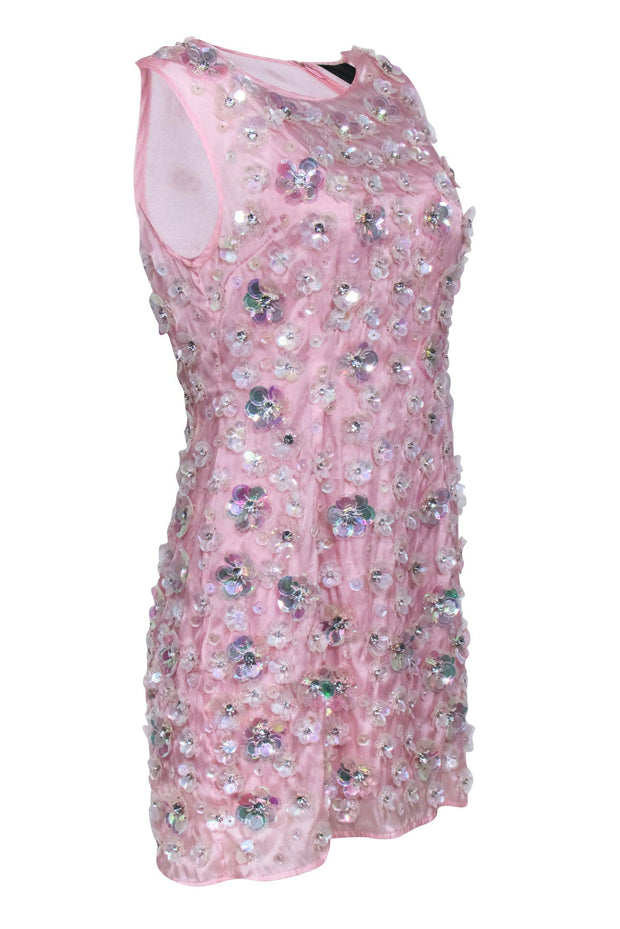 Current Boutique-Cynthia Rowley - Pastel Pink w/ Transparent 3D Floral Design Dress Sz 4
