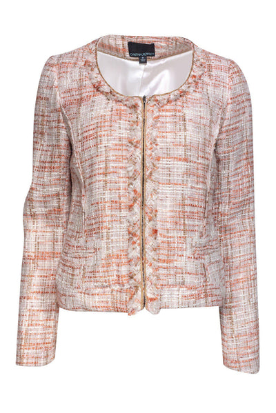 Current Boutique-Cynthia Rowley - Peach Woven Frill Zip Jacket Sz M