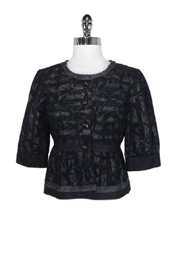 Current Boutique-Cynthia Steffe - Black 3/4 Sleeve Cropped Jacket Sz 6