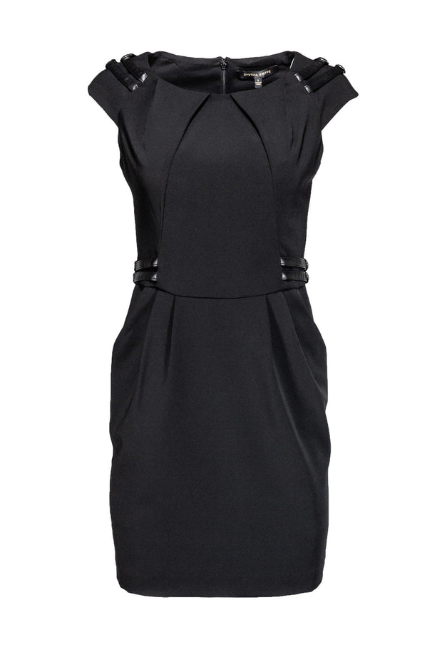 Current Boutique-Cynthia Steffe - Black Dress w/ Leather Buckle Sz 2