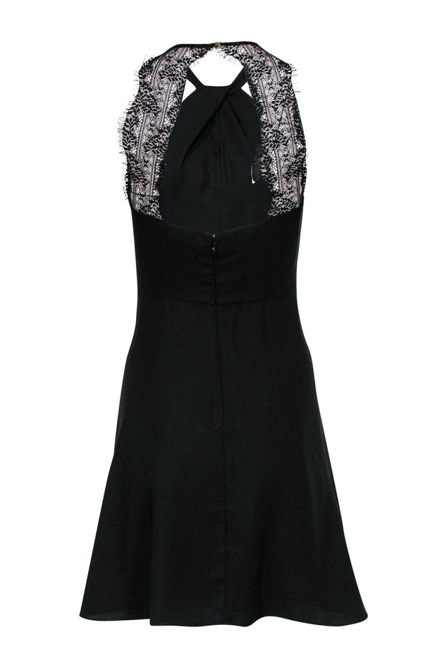 Current Boutique-Cynthia Steffe - Black Fit & Flare Halter Dress w/ Lace Sz 4