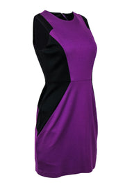 Current Boutique-Cynthia Steffe - Black & Purple Paneled Sheath Dress Sz 6