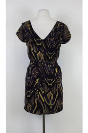 Current Boutique-Cynthia Steffe - Black, Purple & Yellow Printed Dress Sz 2