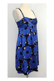 Current Boutique-Cynthia Steffe - Blue & Black Floral Print Silk Dress Sz 0