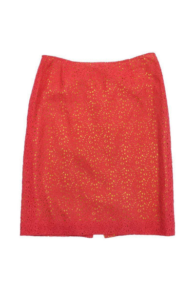 Current Boutique-Cynthia Steffe - Coral & Green Floral Crochet Skirt Sz 4