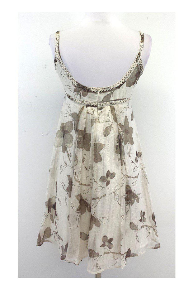 Current Boutique-Cynthia Steffe - Cream & Brown Floral Print Dress Sz 2