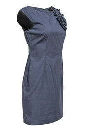 Current Boutique-Cynthia Steffe - Dark Slate Blue Sheath Dress w/ Ruffles Sz 6