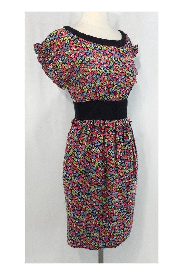 Current Boutique-Cynthia Steffe - Floral Silk Peplum Dress Sz 2