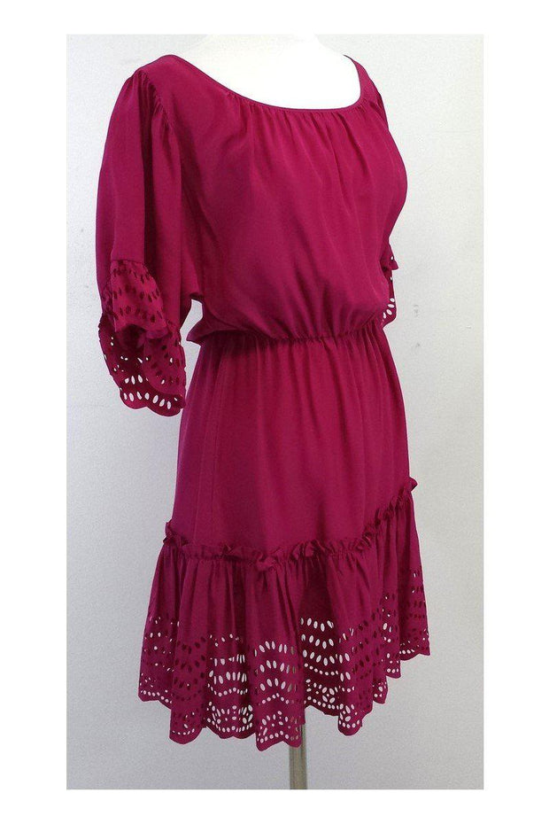 Current Boutique-Cynthia Steffe - Fuchsia Burnout Trim Silk Dress Sz 2