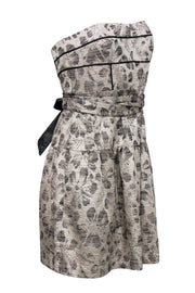 Current Boutique-Cynthia Steffe - Grey & Silver Strapless Dress w/ Belt Sz 6