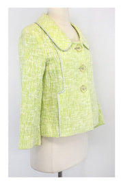Current Boutique-Cynthia Steffe - Lime Textured Cotton Jacket w/ Silver Trim Sz M