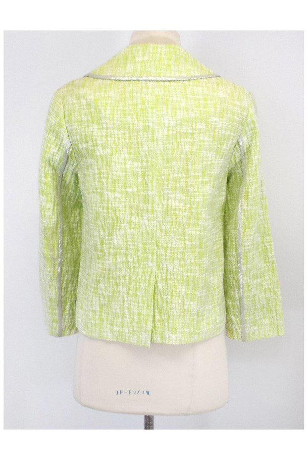 Current Boutique-Cynthia Steffe - Lime Textured Cotton Jacket w/ Silver Trim Sz M