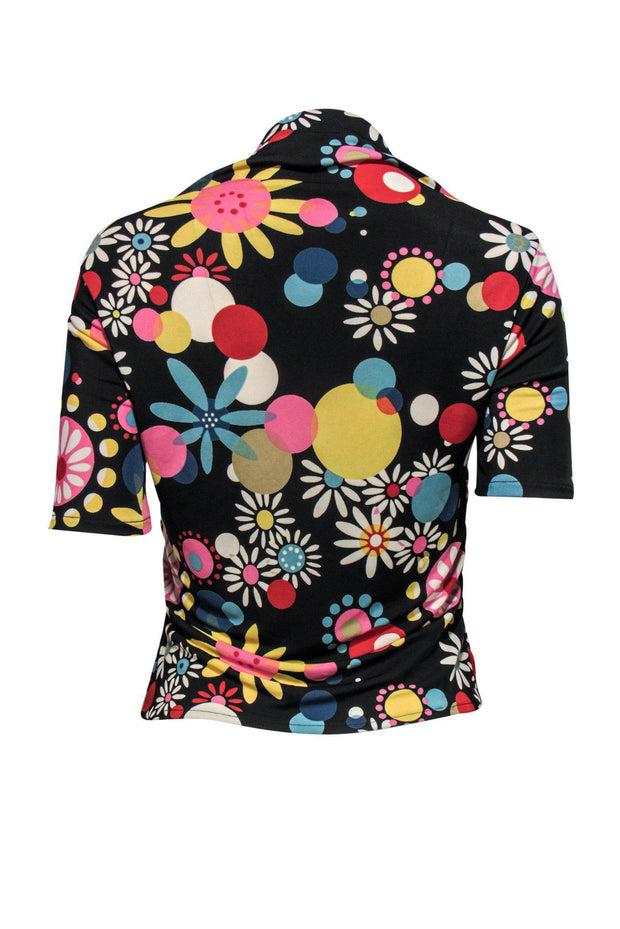 Current Boutique-Cynthia Steffe - Multicolored Floral Print Draped Top Sz L