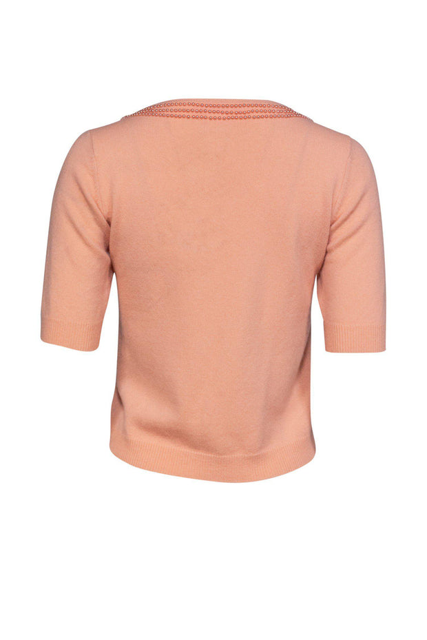 Current Boutique-Cynthia Steffe - Peachy Pink Cashmere Sweater w/ Pearls & Crystals Sz S