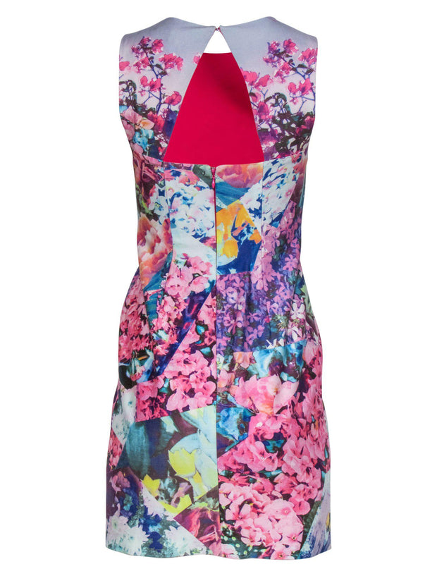 Current Boutique-Cynthia Steffe - Pink & Multicolored Floral Print Sleeveless Sheath Dress Sz 2