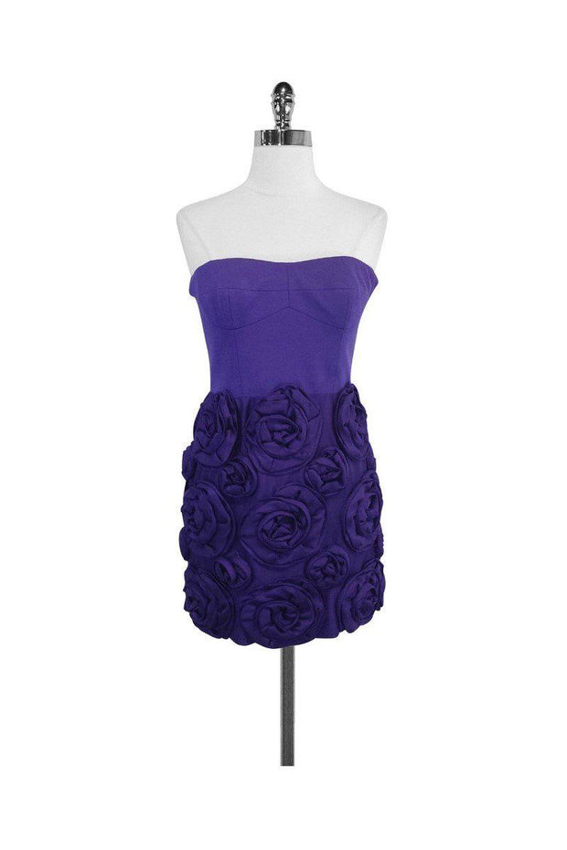 Current Boutique-Cynthia Steffe - Purple Rosette Strapless Dress Sz 4