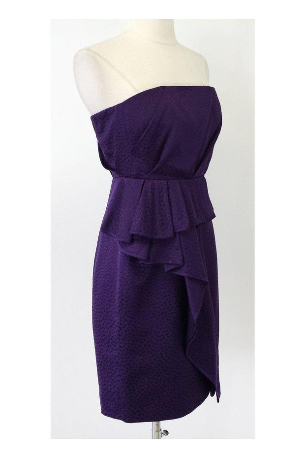 Current Boutique-Cynthia Steffe - Purple Silk Elisa Strapless Ruffle Dress Sz 2