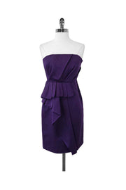 Current Boutique-Cynthia Steffe - Purple Silk Elisa Strapless Ruffle Dress Sz 2