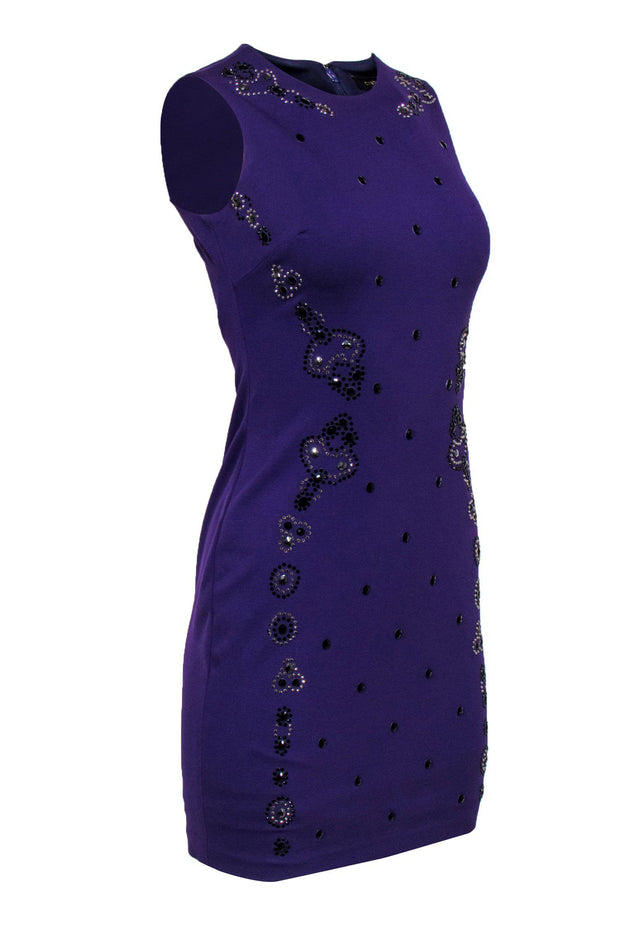 Current Boutique-Cynthia Steffe - Purple Sleeveless Sheath Dress w/ Jeweled Design Sz 0