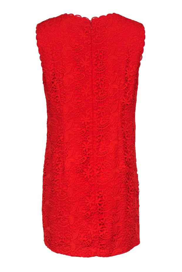 Current Boutique-Cynthia Steffe - Red Crochet Floral Lace Sheath Dress Sz 10