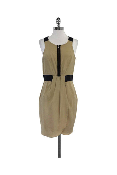 Current Boutique-Cynthia Steffe - Tan & Black Front Zip Dress Sz 8