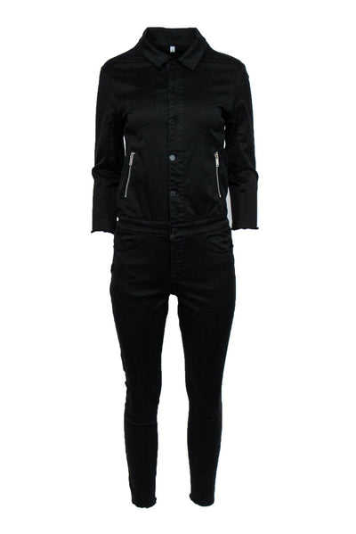 Current Boutique-DL1961 - Black Button-Up Long Sleeve Collared Jumpsuit Sz S