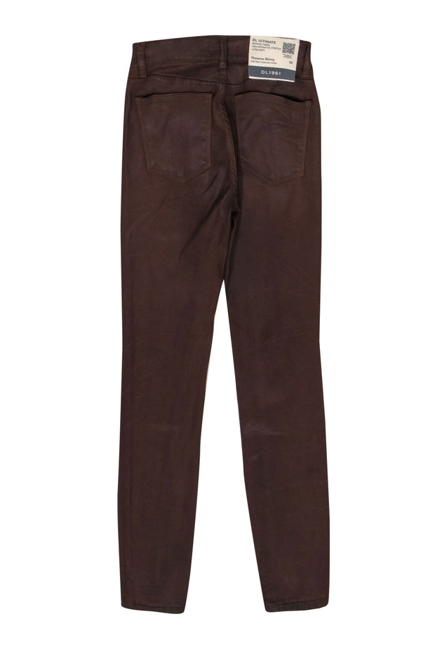 Current Boutique-DL1961 - Brown Waxed “Florence” Mid Rise Skinny Jeans Sz 26