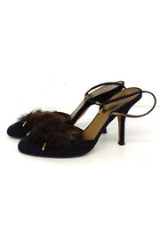 Current Boutique-DSQUARED2 - Black & Brown Fur Sandal Heels Sz 6