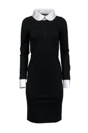 Current Boutique-DSQUARED2 - Black Long Sleeve Midi Dress w/ White Collar & Cuffs Sz M