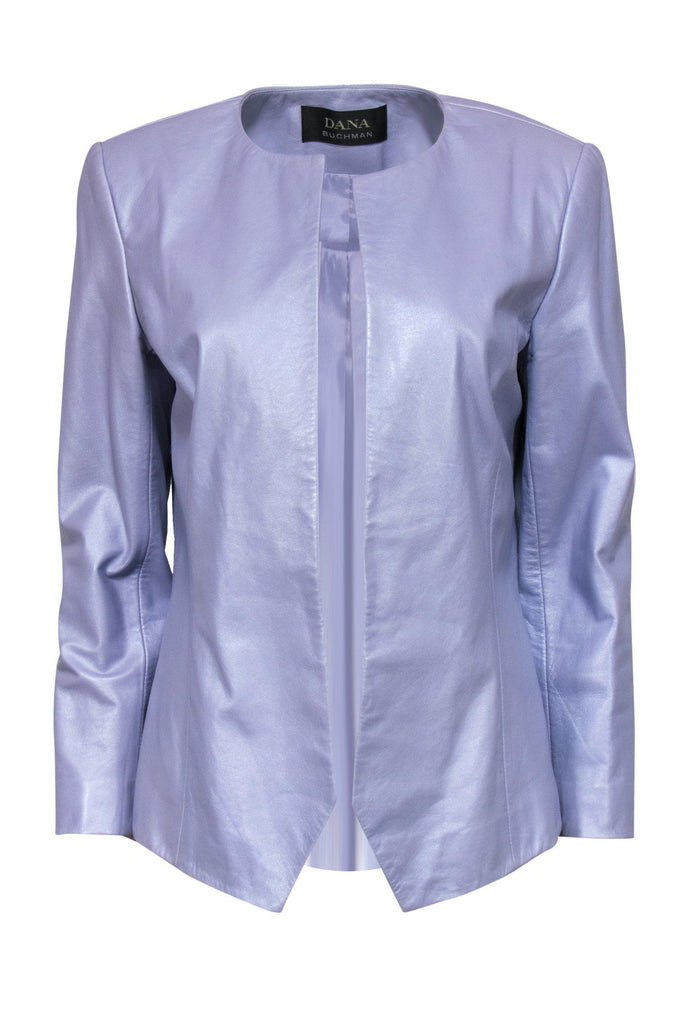 Dana Buchman - Lavender Leather Open Front Jacket Sz 8 – Current Boutique
