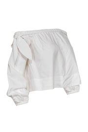 Current Boutique-Danielle Nicole - White Cotton Blend Cropped Off-the-Shoulder Blouse Sz M