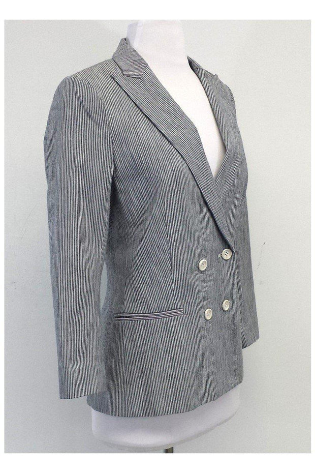 Current Boutique-Daryl K - Navy & White Pinstriped Cotton Jacket Sz 4