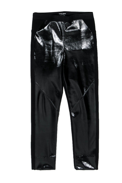 Current Boutique-David Lerner - Black Legging-Style Pants w/ Front Glossy Panels Sz L