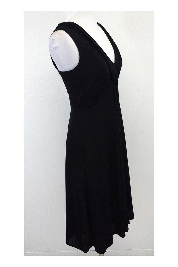 Current Boutique-David Meister - Black Gathered Sleeveless Dress Sz 2